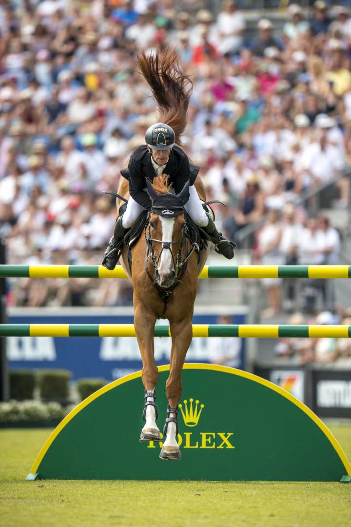 Aachen success story: Marcus Ehning and "Pret A Tout", in action in the Rolex Grand Prix in 2018. Photo: CHIO Aachen/Arnd Bronkhorst 