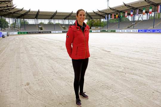 Simone Blum in the Deutsche Bank Stadium. Foto: Aachen International Jumping