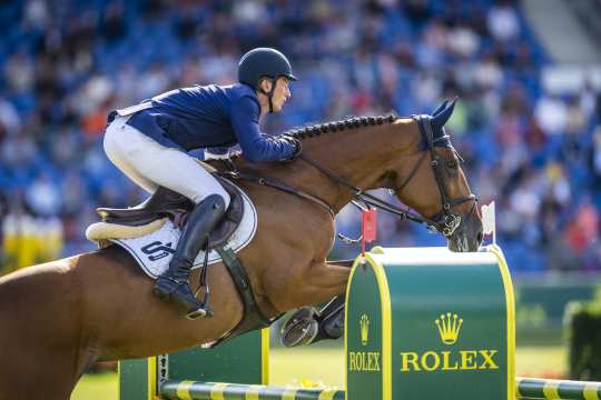 Daniel Deußer and his Killer Queen, the winning pair from the Rolex Grand Prix at the CHIO Aachen 2021. Photo: CHIO Aachen/Arnd Bronkhorst