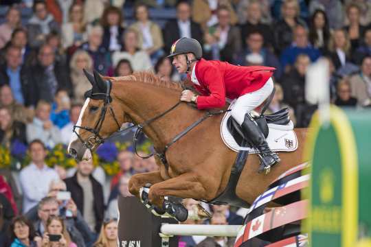 Marcus Ehning with Pret A Tout in Mercedes-Benz Nations´ Cup. Photo: CHIO Aachen/ Arnd Bronkhorst.
