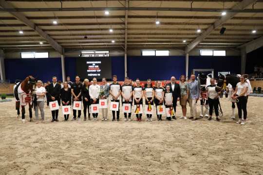 The photo shows the winners of the Prize of Sparkasse (Nations Cup Freestyle), Team Germany I. Photo: CHIO Aachen/Michael Strauch