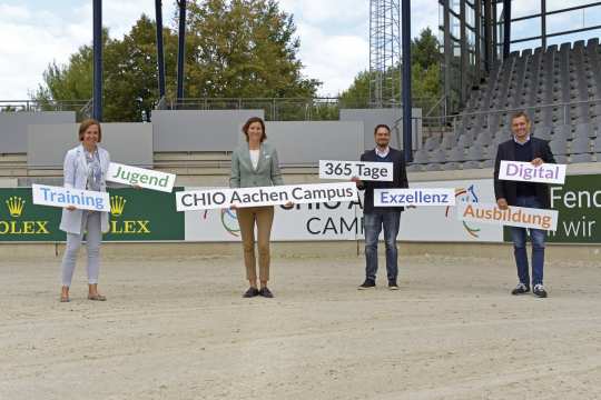 Birgit Rosenberg, Stefanie Peters, Stefan Knopp und Michael Mronz presented the CHIO Aachen CAMPUS. Photo: CHIO Aachen/ Holger Schupp