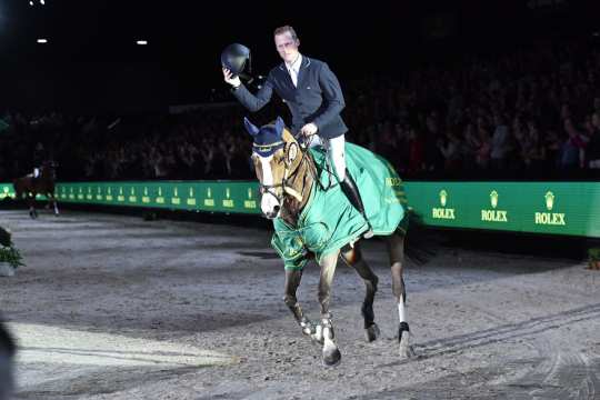 The winner in the Rolex Grand Prix of the Dutch Masters-Indoor Brabant : Niels Bruynseels with Gancia de Muze.