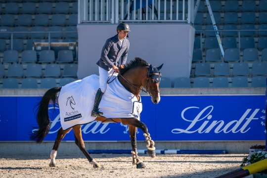 Richard Vogel und "Lesson Peak" Foto: Aachen International Jumping/ Arnd Bronkhorst