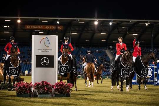 Mercedes-Benz Nations' Cup 2021: The winning US team,  Photo: CHIO Aachen/Franziska Sack