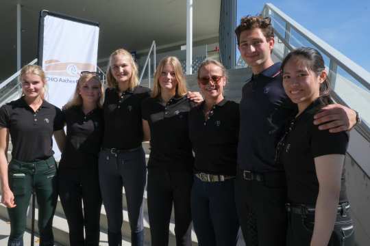 The dressage competitors with Head Coach Isabell Werth.