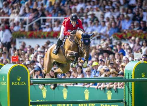 The photo shows McLain Ward, the contender for the Rolex Grand Slam of Show Jumping, at the CHIO Aachen 2022. Photo: CHIO Aachen/Arnd Bronkhorst
