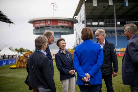 The photo shows Her Royal Highness The Princess Royal, Princess Anne, during her tour of the CHIO Aachen show grounds. Photo: CHIO Aachen/Franziska Sack