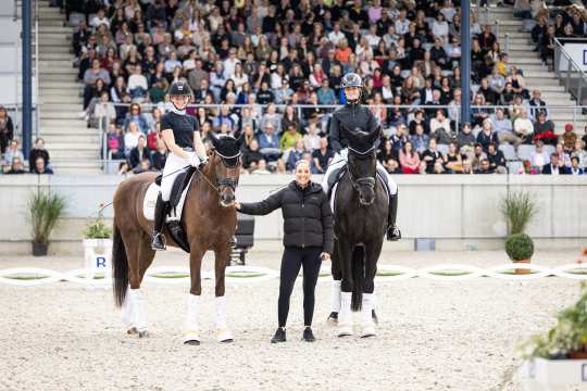 Charlotte Dujardin inspires with her live training at the CHIO Aachen CAMPUS. Photo: CHIO Aachen/ Jasmin Metzner