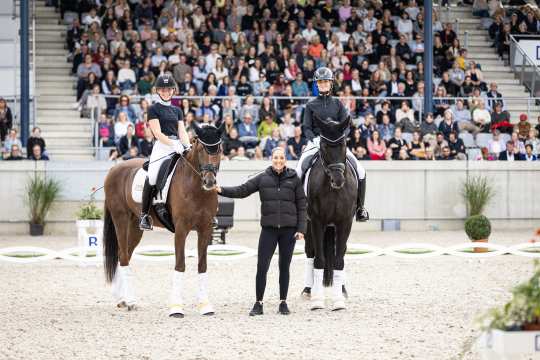 Charlotte Dujardin begeistert mit ihrem Live-Training auf dem CHIO Aachen CAMPUS. Foto: CHIO Aachen/ Jasmin Metzner